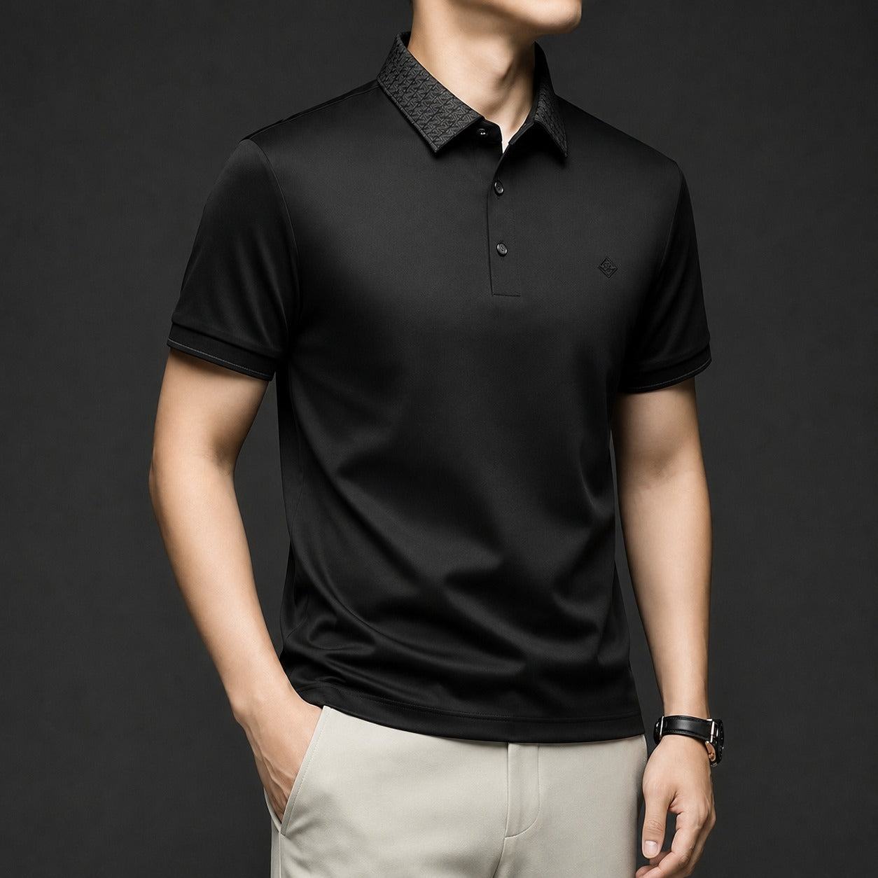 Alviero™ Polo Shirt With Textured Collar And Flexible Fabric