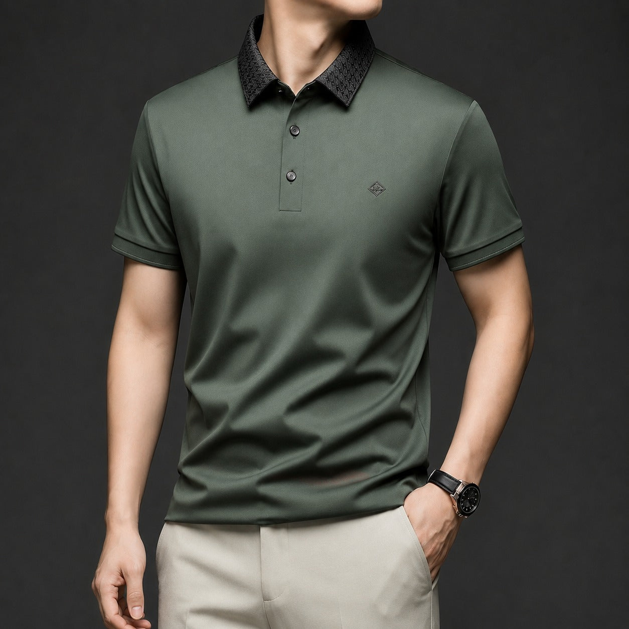 Alviero™ Polo Shirt With Textured Collar And Flexible Fabric