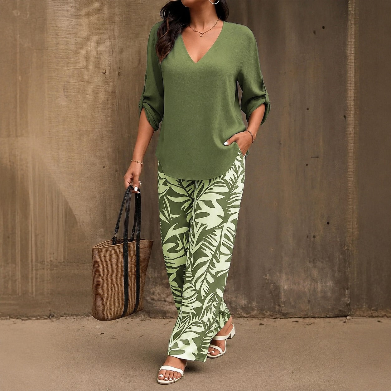 Bellariva™ Set With Printed Pants And Lightweight Blouse