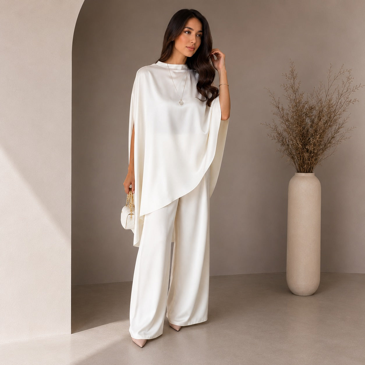 Mirelisse™ Set With Flowing Cape Top And Wide-Leg Pants