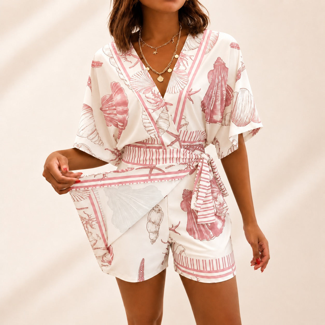 Azzurine™ Skort Romper With Side Tie And Exclusive Mediterranean Print