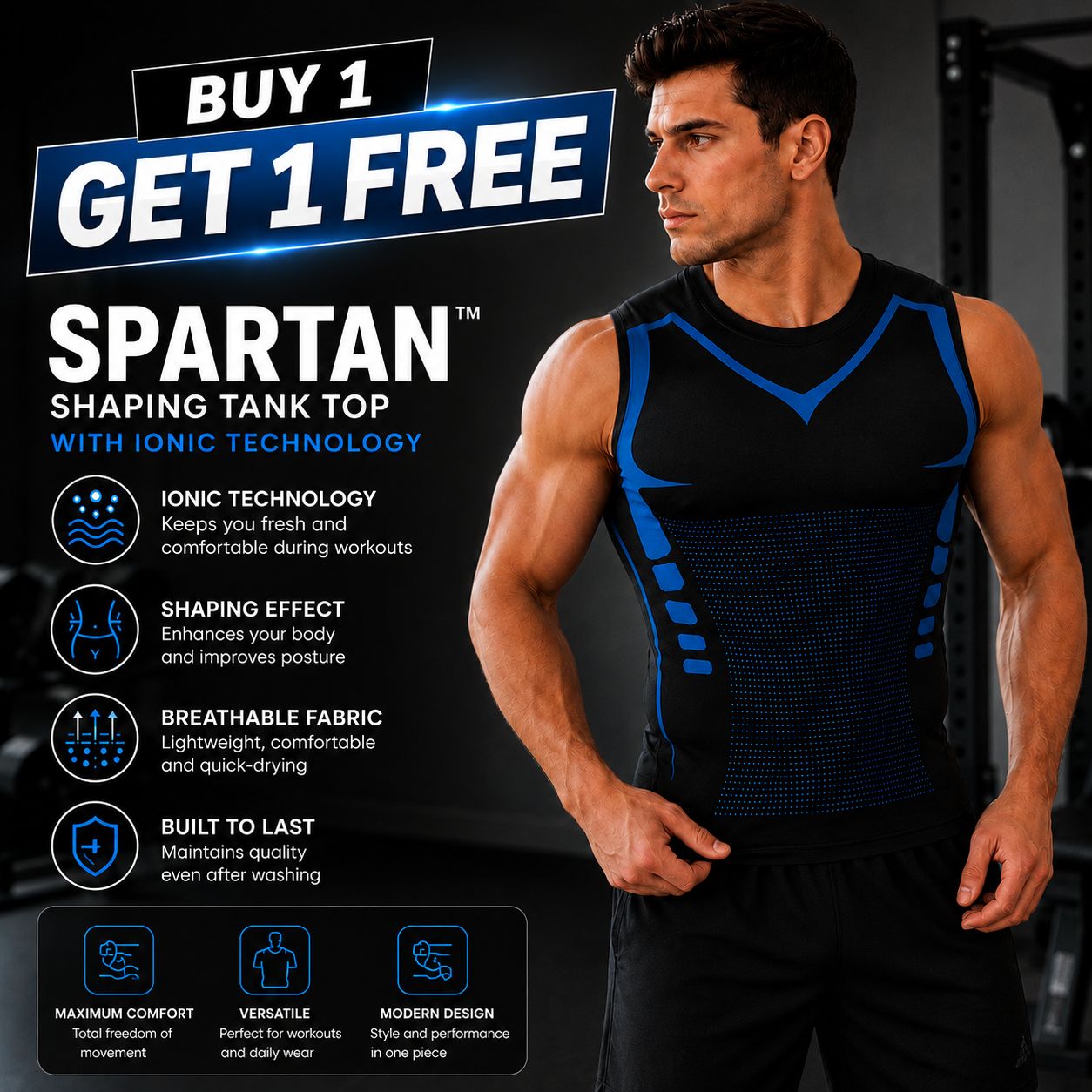 🔥 BUY 1 GET 1 FREE 🔥 Spartan™ Shaping Tank Top with Body-Contouring Fit and Breathable Knit