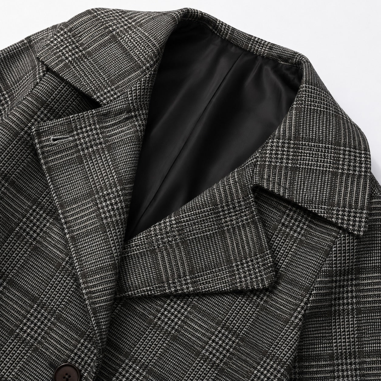 Jacket Nolene™ with Asymmetric Closure, High Stand Collar and Plaid Pattern