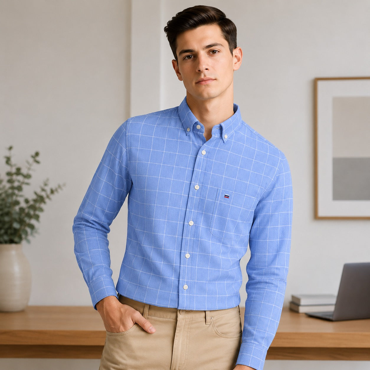 Shirt Brixton™ in Breathable Cotton with Checked Pattern