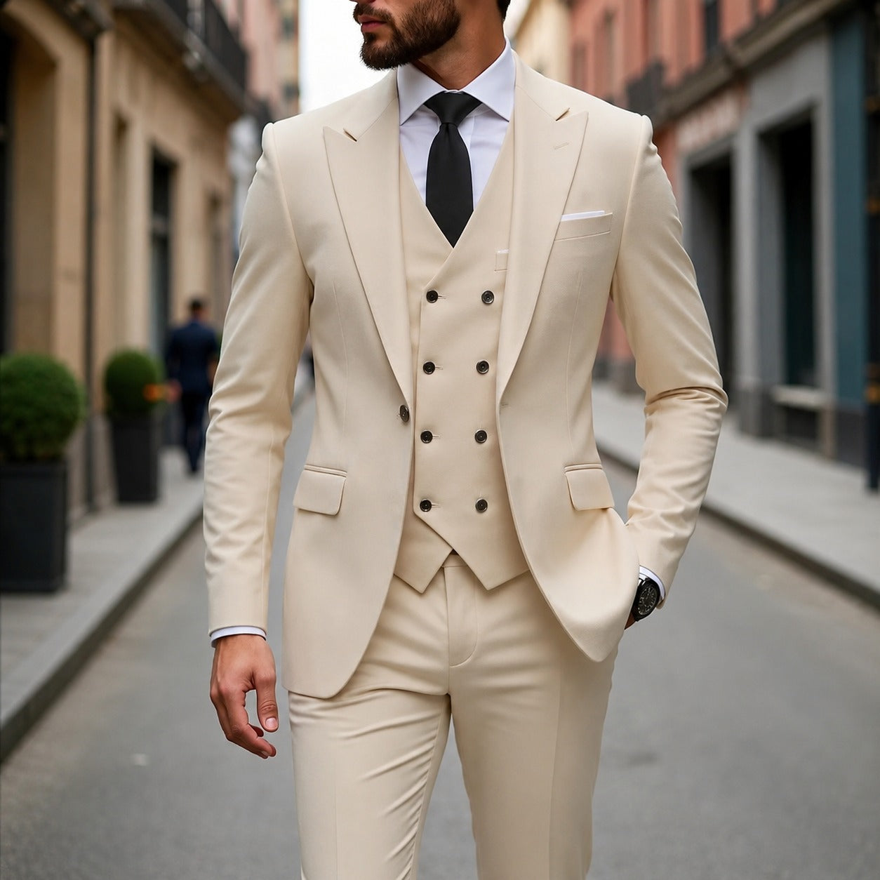 Suit Montevic™ with Double-Breasted Vest, Slim Fit and Structured Blazer