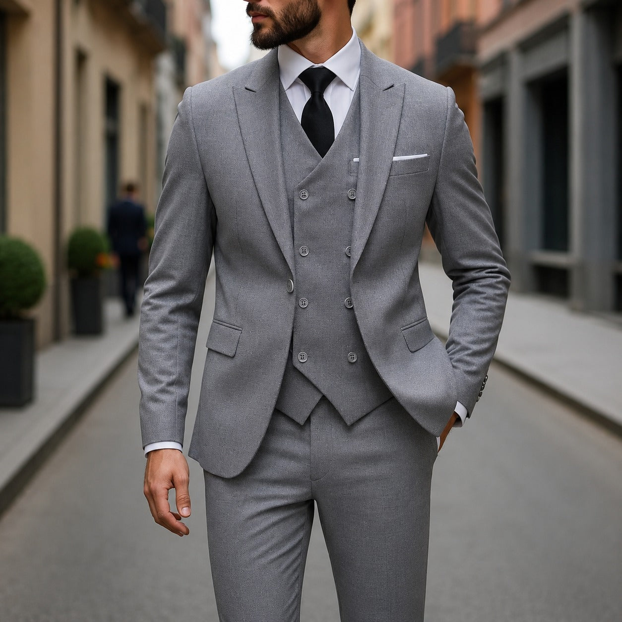 Suit Montevic™ with Double-Breasted Vest, Slim Fit and Structured Blazer