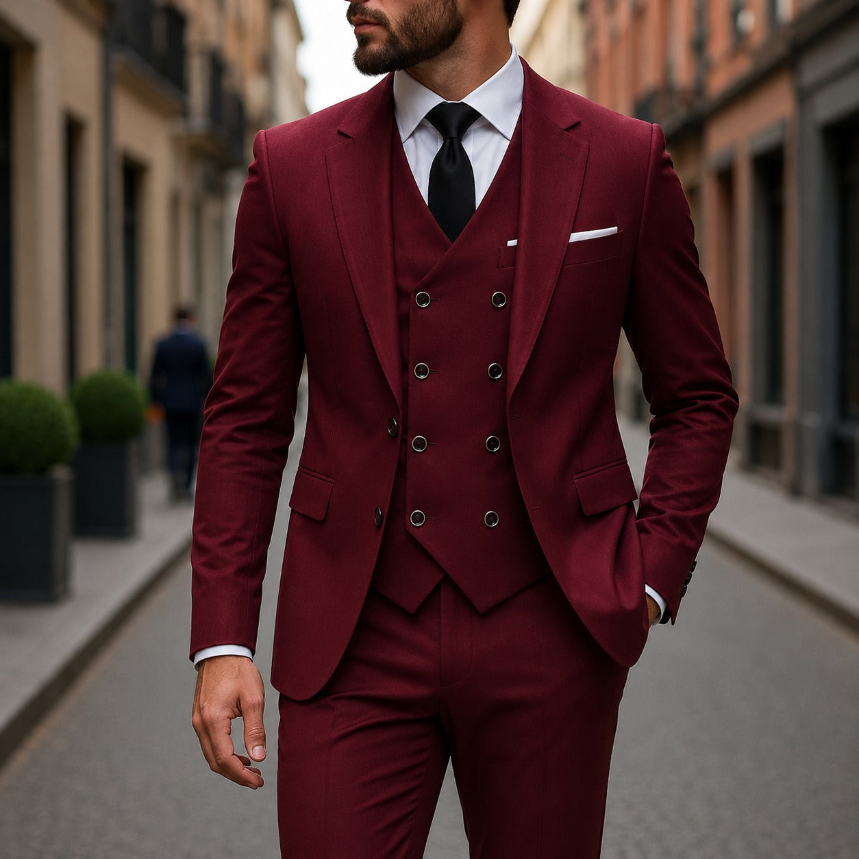 Suit Montevic™ with Double-Breasted Vest, Slim Fit and Structured Blazer
