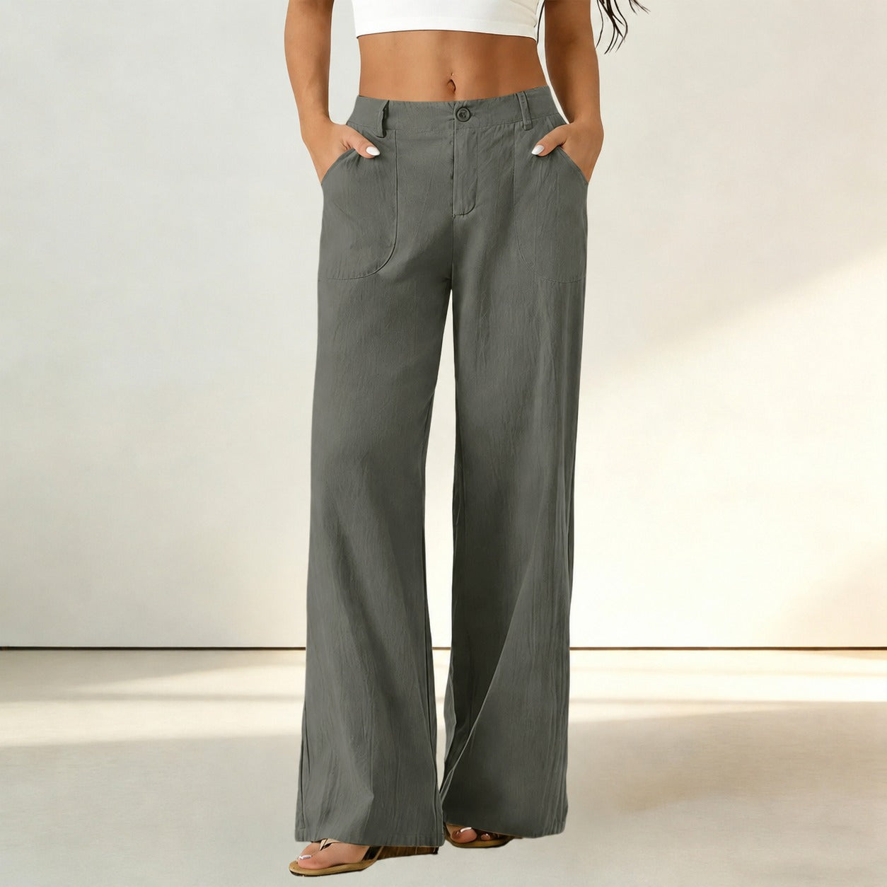 Sorena™ High-Waisted Straight-Leg Pants with Utility Pockets / Comfort That Keeps Your Look Perfectly Polished