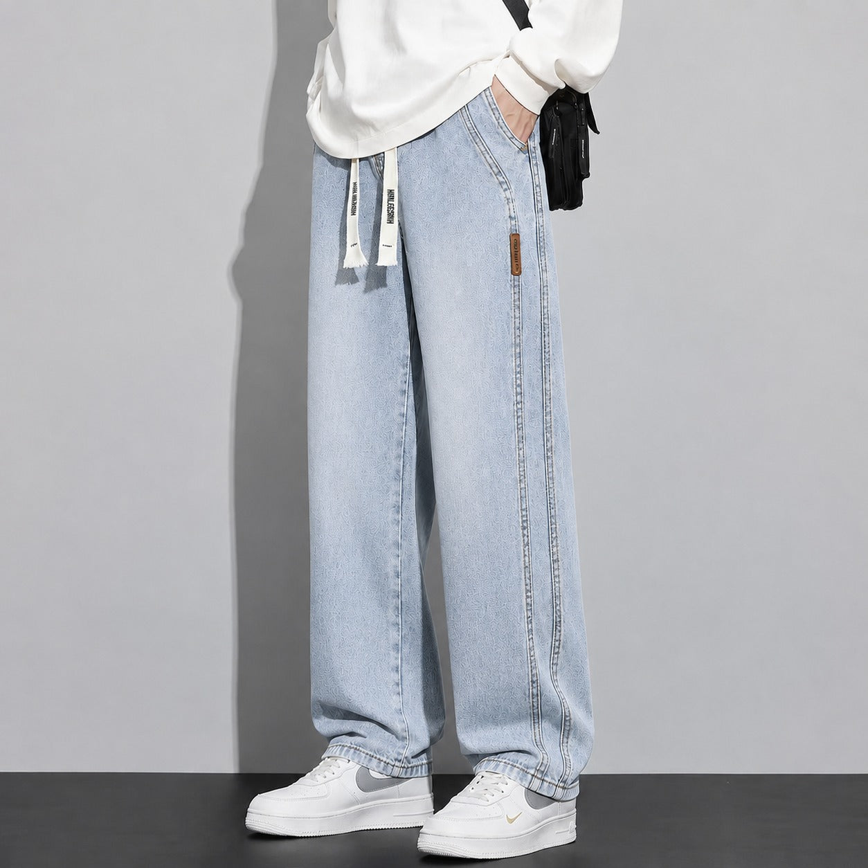 Rivano™ Denim Jeans with Elastic Waistband, Adjustable Drawstring and Relaxed Fit