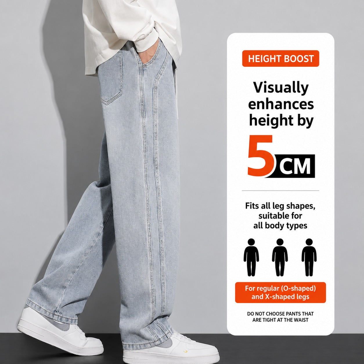 Rivano™ Denim Jeans with Elastic Waistband, Adjustable Drawstring and Relaxed Fit