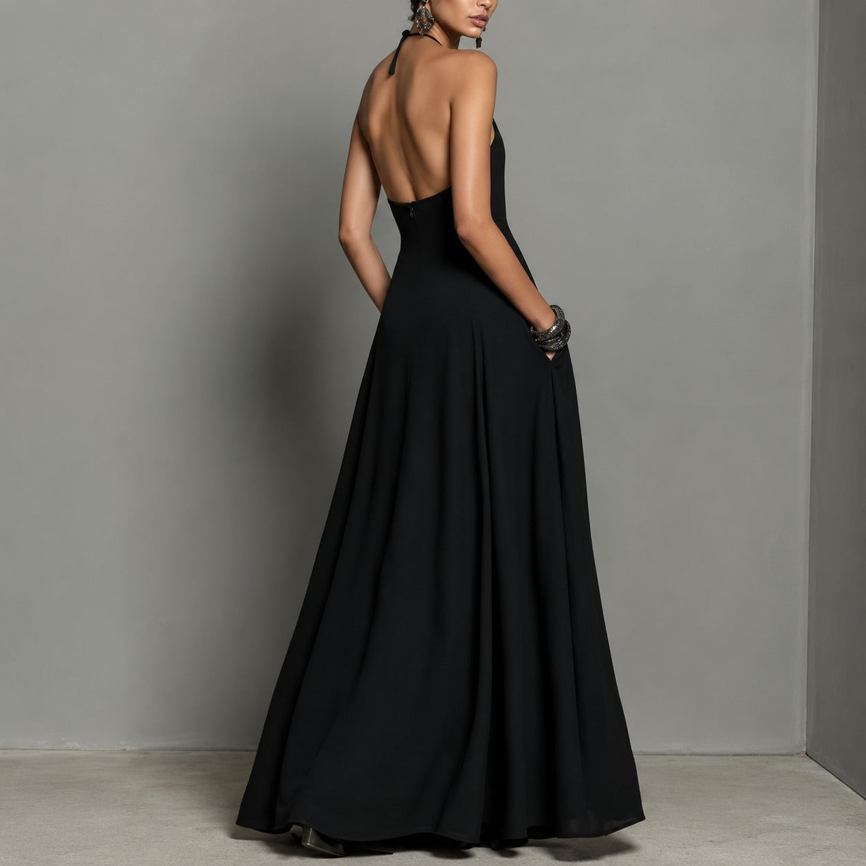 Serafine™ Dress with Halter Neckline, Open Back and Flowy Silhouette