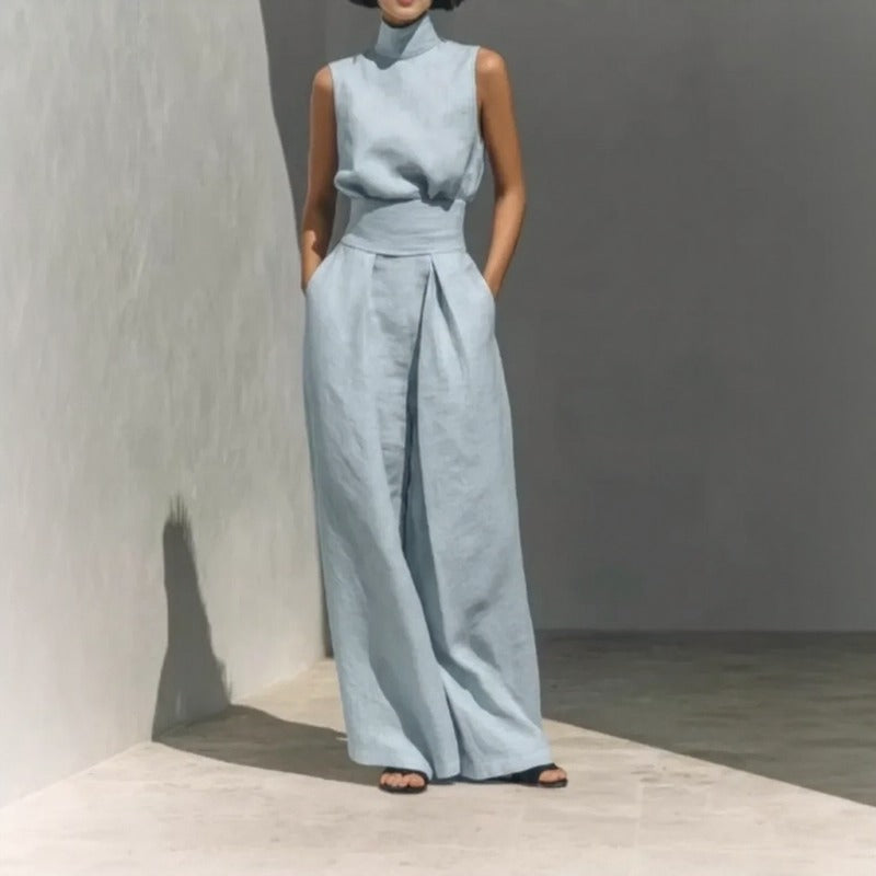 Lysenne™ High-Neck Sleeveless Top and Palazzo Pants Set