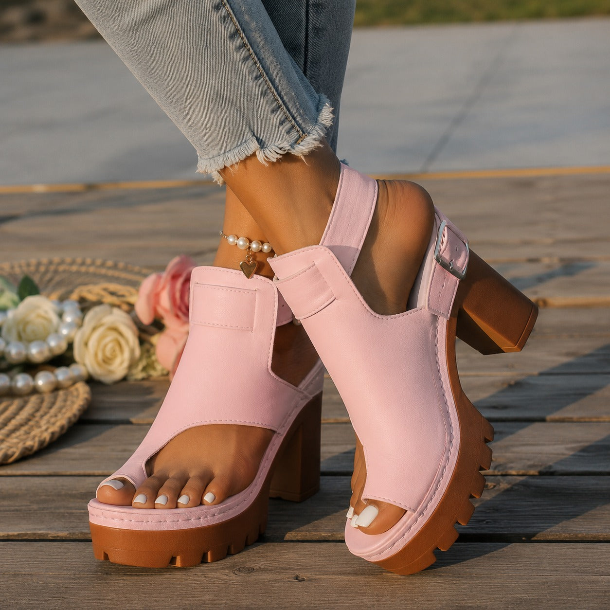 Savona™ Sandals with Block Heel, Platform Sole and Ankle Strap
