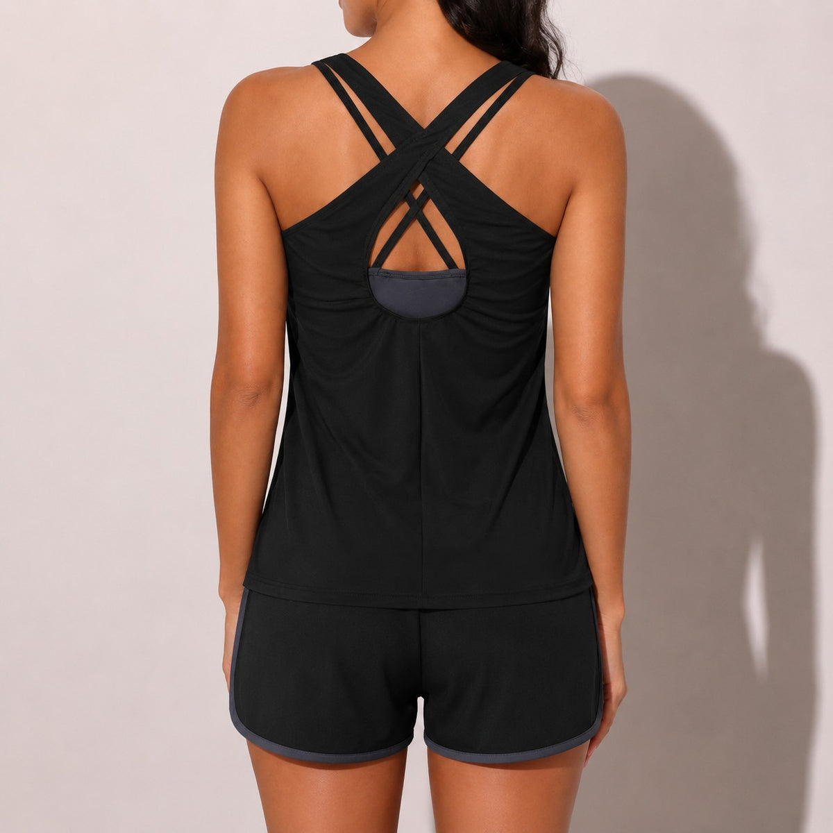 Marena™ 3-Piece Tankini Set with Cross-Front Top, Tank Top & Shorts