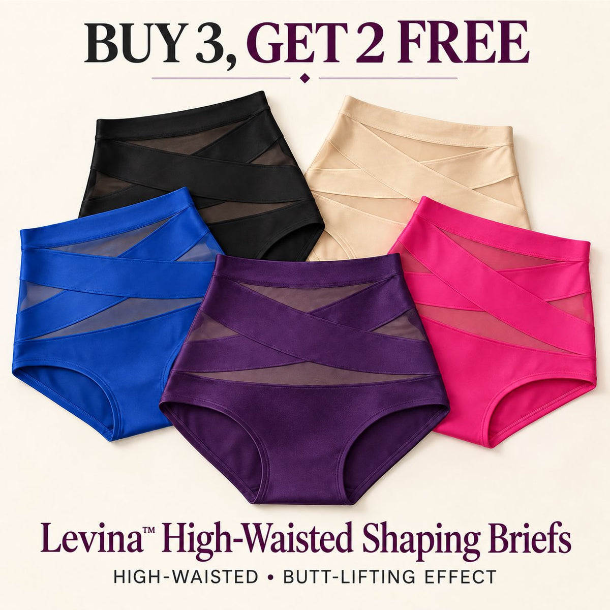 BUY 3, GET 2 FREE - Levina™ High-Waist Shaping Briefs with Butt-Lifting Effect and Anatomical Design