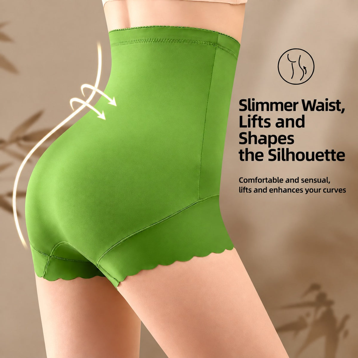 Shapewear Shorts Roslyn™ with High Waist, Floral Panel and Scalloped Hem