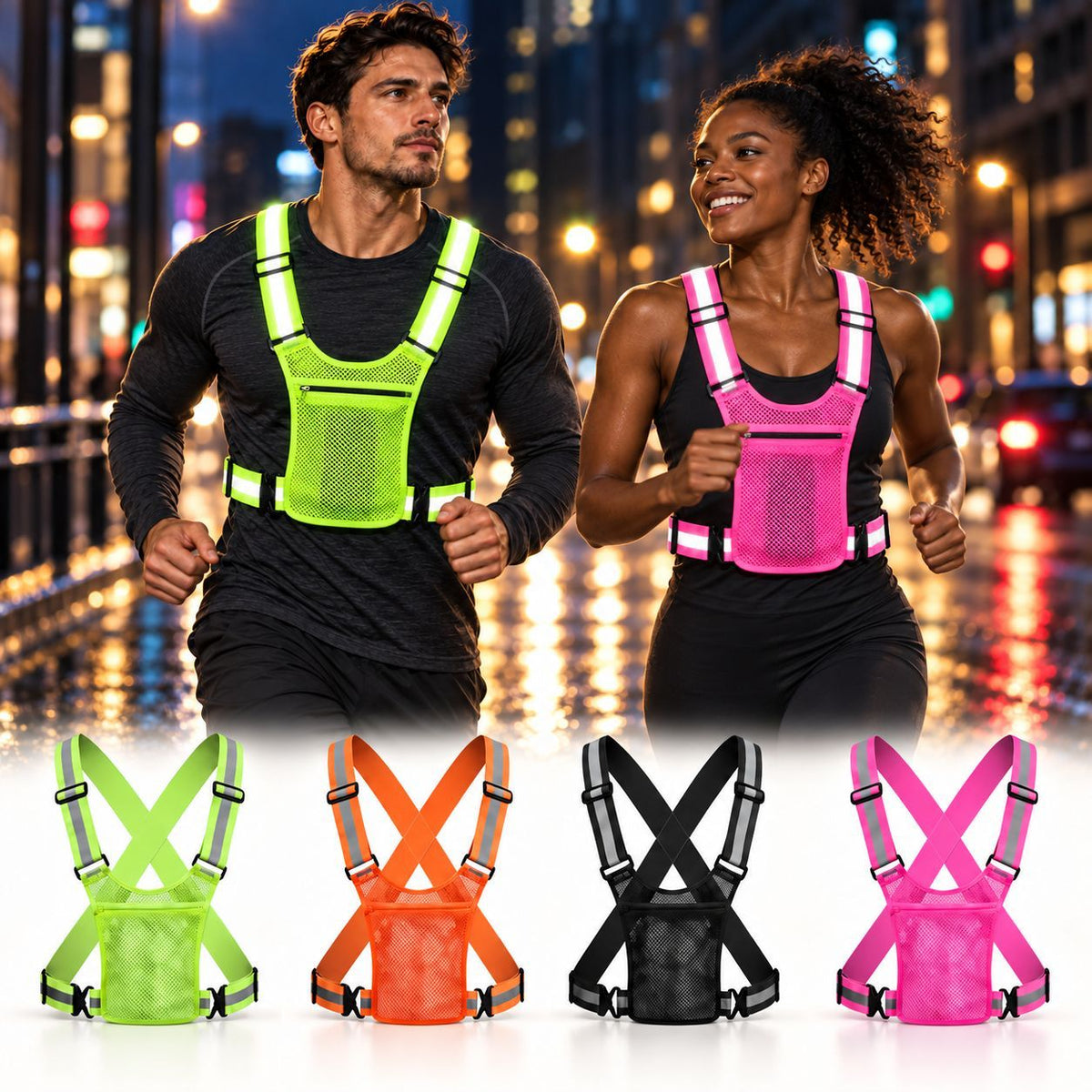 BUY 1, GET 2 FREE - NightSafe™ Reflective Running Vest with Phone Pocket