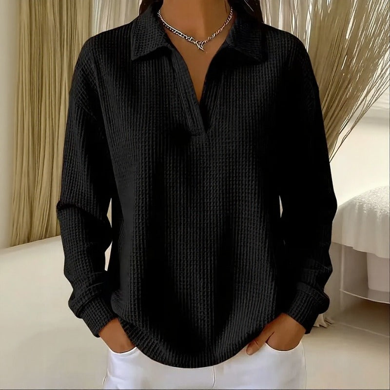 Luma™ Blouse with Textured Fabric, Classic Collar and Relaxed Fit