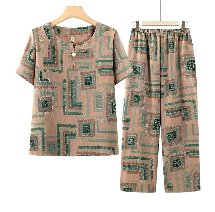 Harmony™ Set In Lightweight Poplin With Retro-Chic Print / The Perfect Balance Between Style and Everyday Comfort!