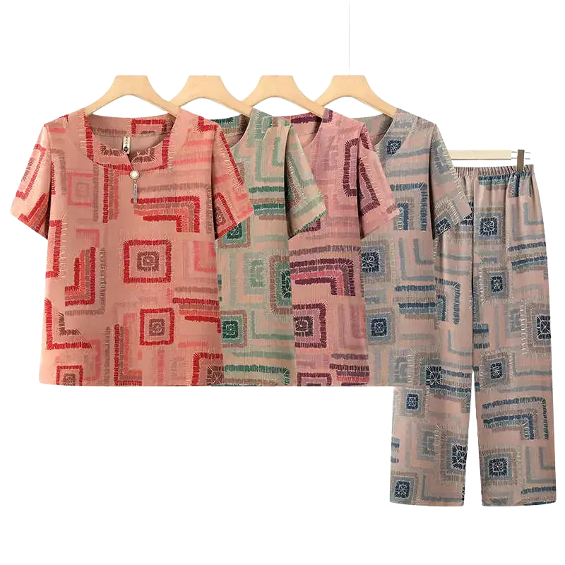 Harmony™ Set In Lightweight Poplin With Retro-Chic Print / The Perfect Balance Between Style and Everyday Comfort!