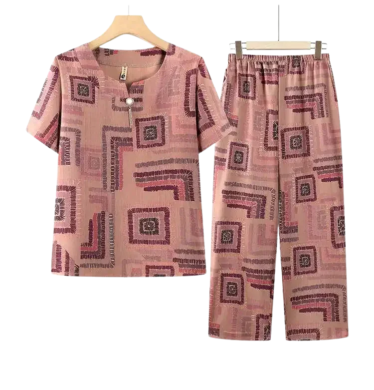 Harmony™ Set In Lightweight Poplin With Retro-Chic Print / The Perfect Balance Between Style and Everyday Comfort!