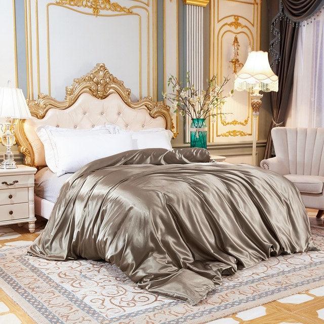 Conjunto Completo de Roupas de Cama de Cetim Funnry™ -  4 unidades SUPER SOFT - ModernLar