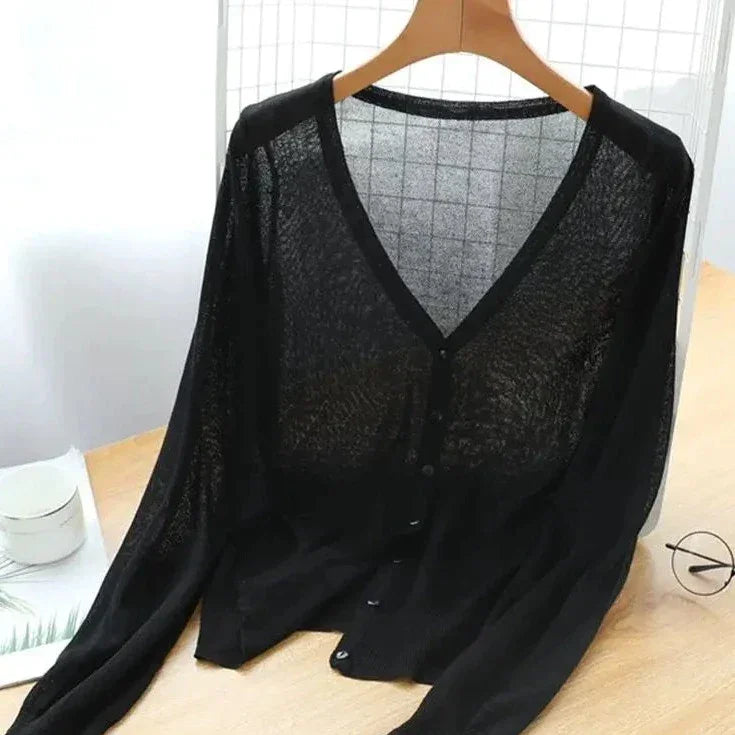 Women’s Lightweight Cardigan Blouse – Breathable Style with UV Protection for Summer and Fall