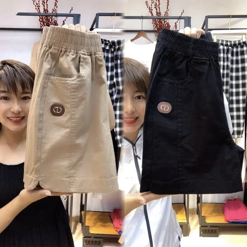(Super Promo: Buy 2, Get 3) Women’s Twill Shorts with Elastic Waist and Loose Fit – Elegant and Fresh for Summer