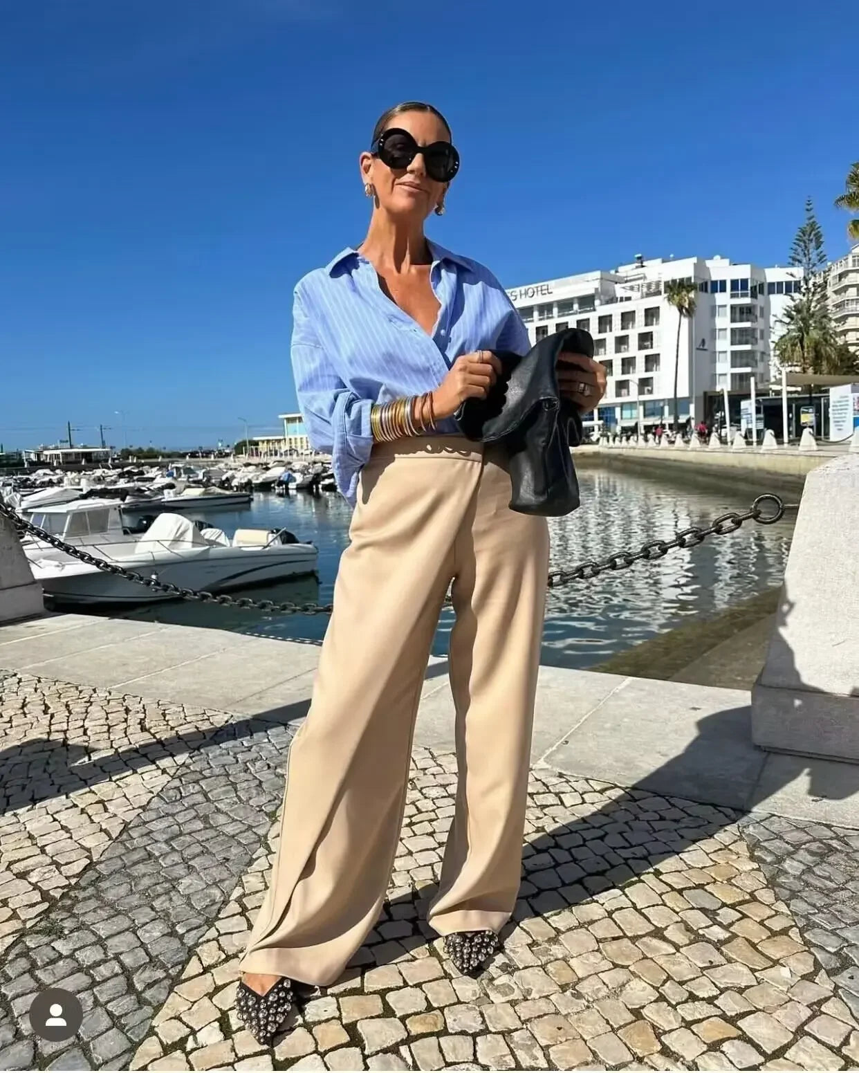 Women’s Wide-Leg Khaki Pants – Elegant High-Waist Trousers with a Modern Overlap Design