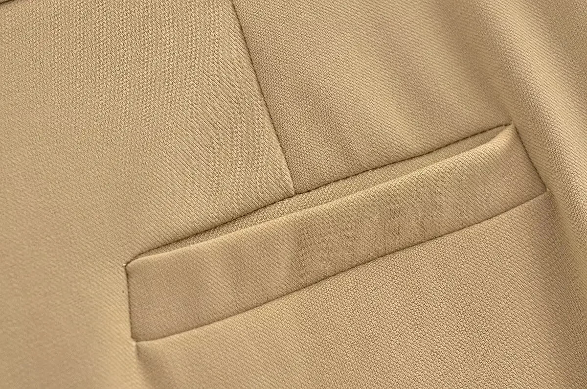 Women’s Wide-Leg Khaki Pants – Elegant High-Waist Trousers with a Modern Overlap Design