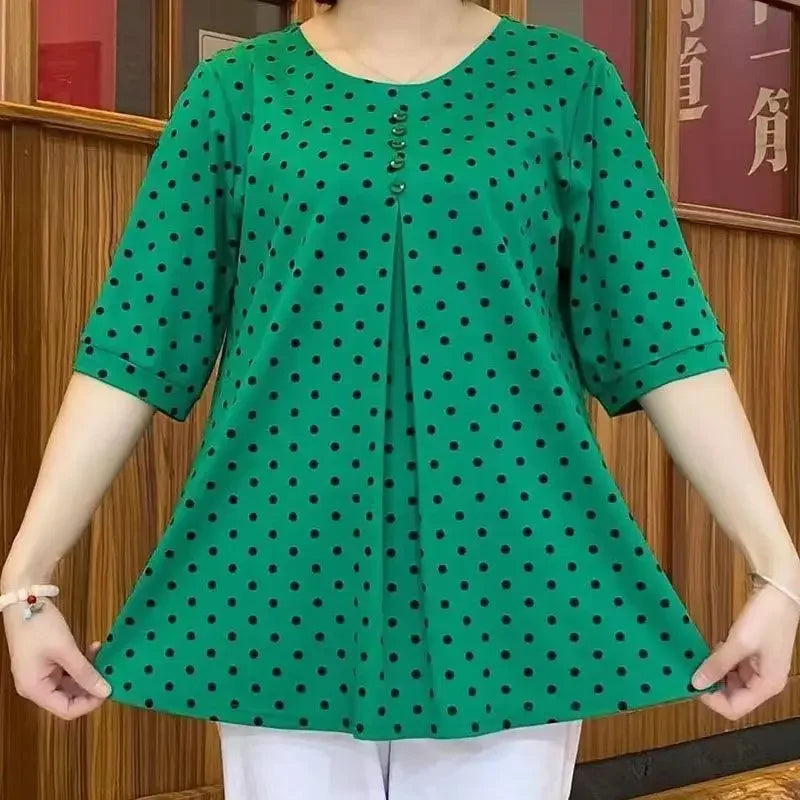 (BIG PROMOTION: Buy 2, Get 3) Women’s Retro Polka Dot Blouse – Timeless Chic and Effortless Elegance