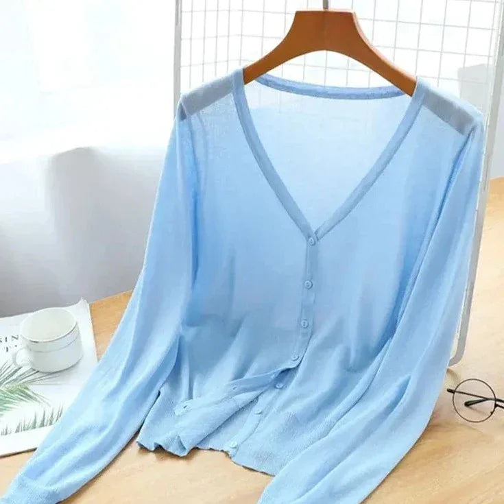 Women’s Lightweight Cardigan Blouse – Breathable Style with UV Protection for Summer and Fall