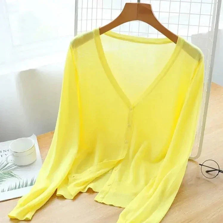 Women’s Lightweight Cardigan Blouse – Breathable Style with UV Protection for Summer and Fall