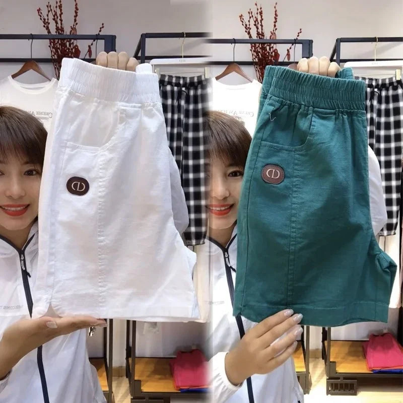 (Super Promo: Buy 2, Get 3) Women’s Twill Shorts with Elastic Waist and Loose Fit – Elegant and Fresh for Summer