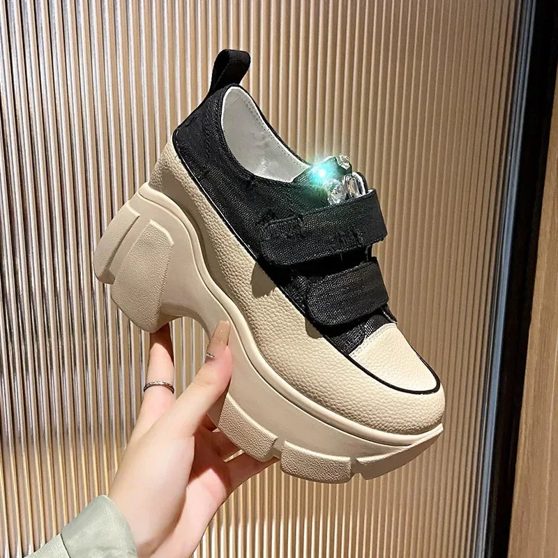 Women’s Denim Platform Sneakers – Extra 5cm Height with a Bold and Stylish Everyday Look