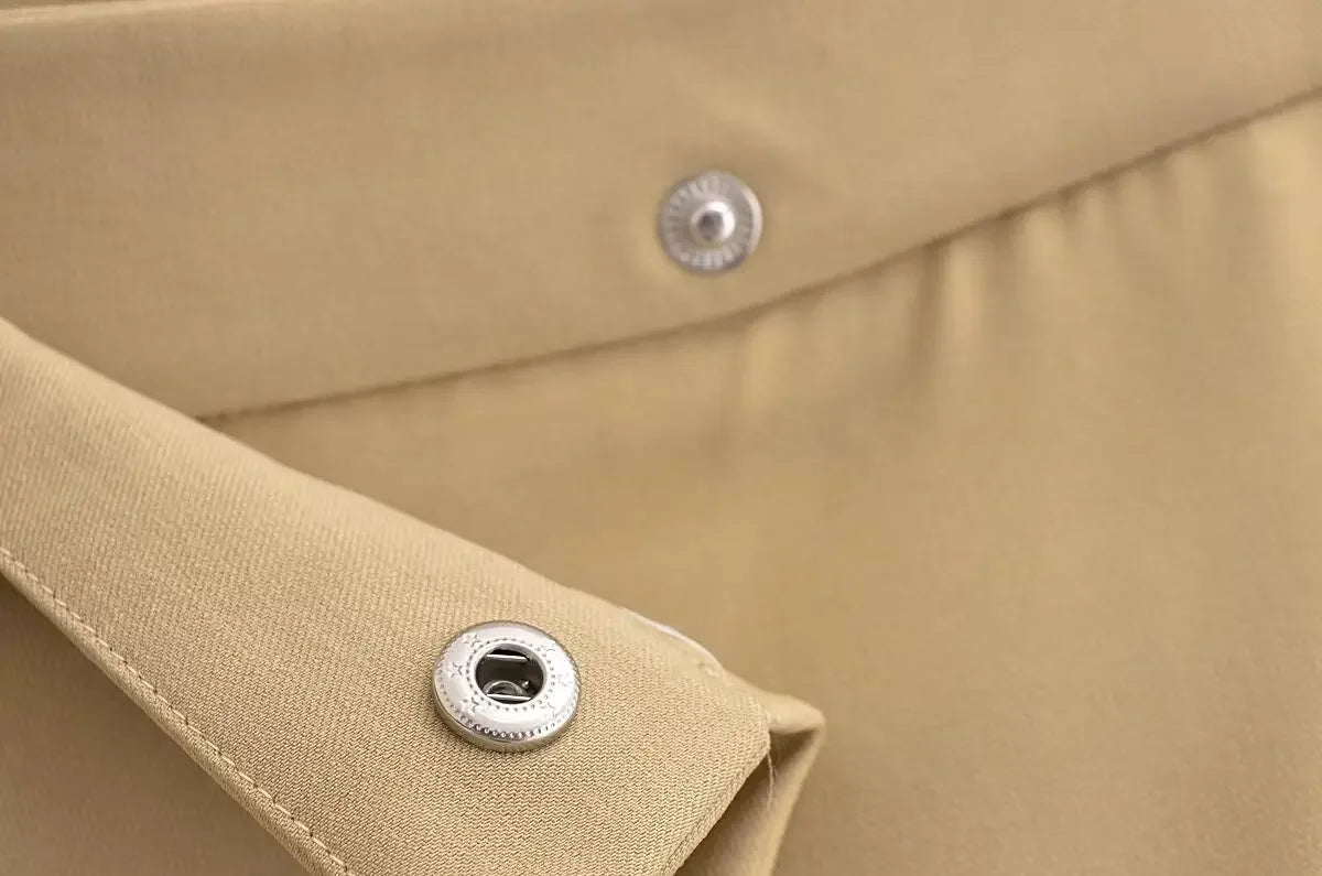Women’s Wide-Leg Khaki Pants – Elegant High-Waist Trousers with a Modern Overlap Design