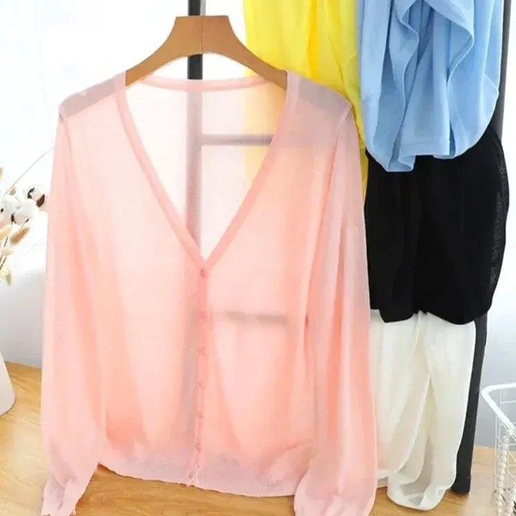 Women’s Lightweight Cardigan Blouse – Breathable Style with UV Protection for Summer and Fall