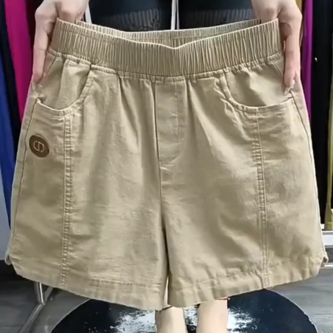 (Super Promo: Buy 2, Get 3) Women’s Twill Shorts with Elastic Waist and Loose Fit – Elegant and Fresh for Summer