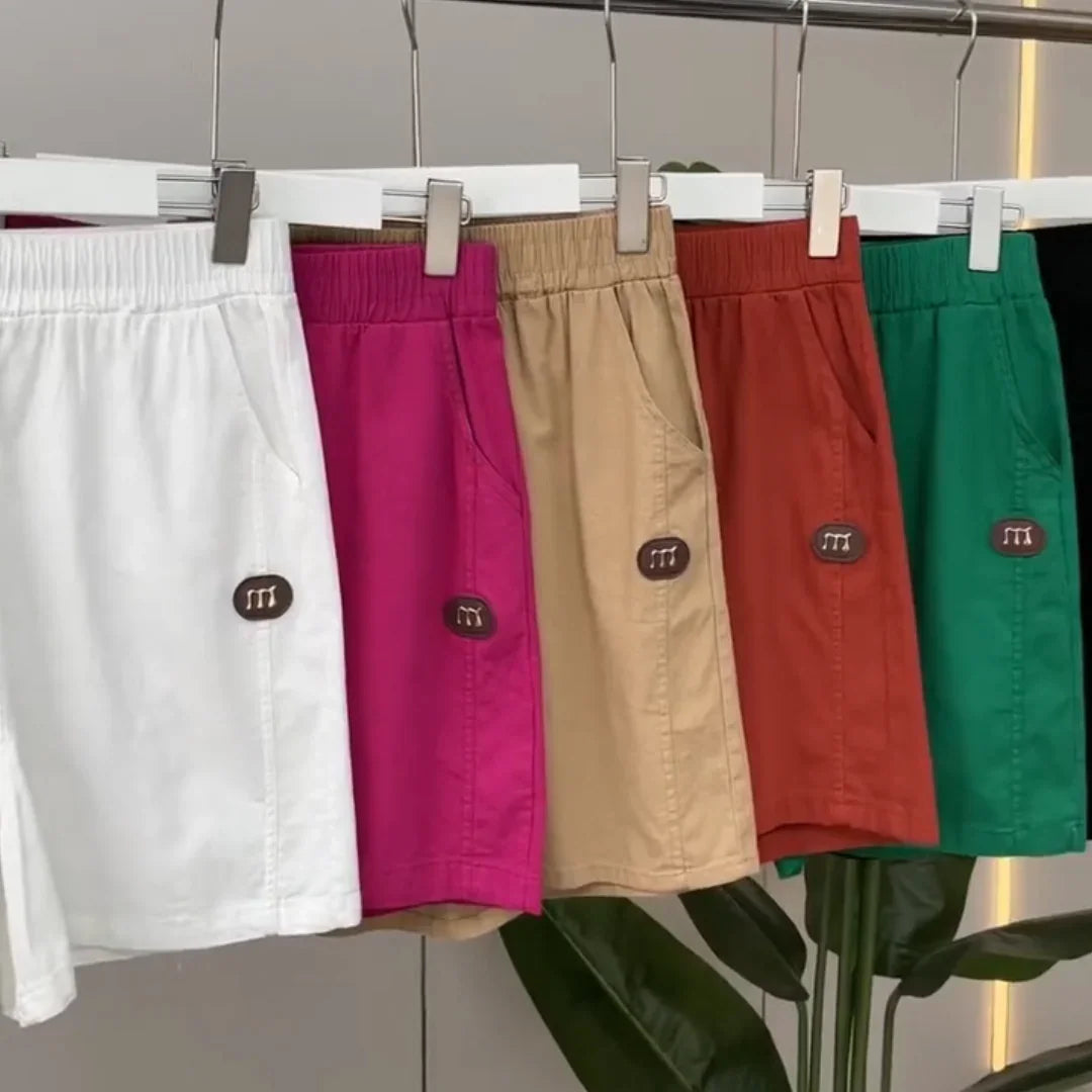 (Super Promo: Buy 2, Get 3) Women’s Twill Shorts with Elastic Waist and Loose Fit – Elegant and Fresh for Summer