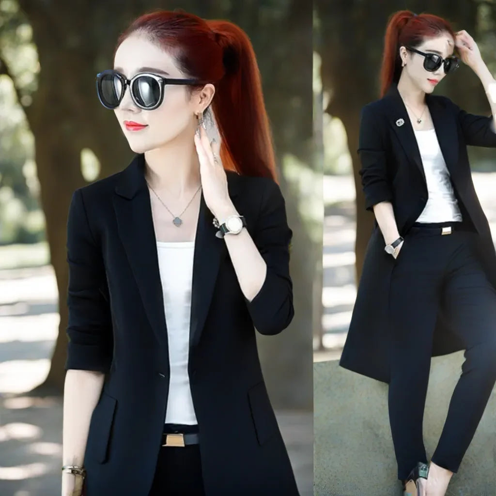 Women’s Lightweight Casual Blazer with Brooch – Elegant Style and Everyday Comfort